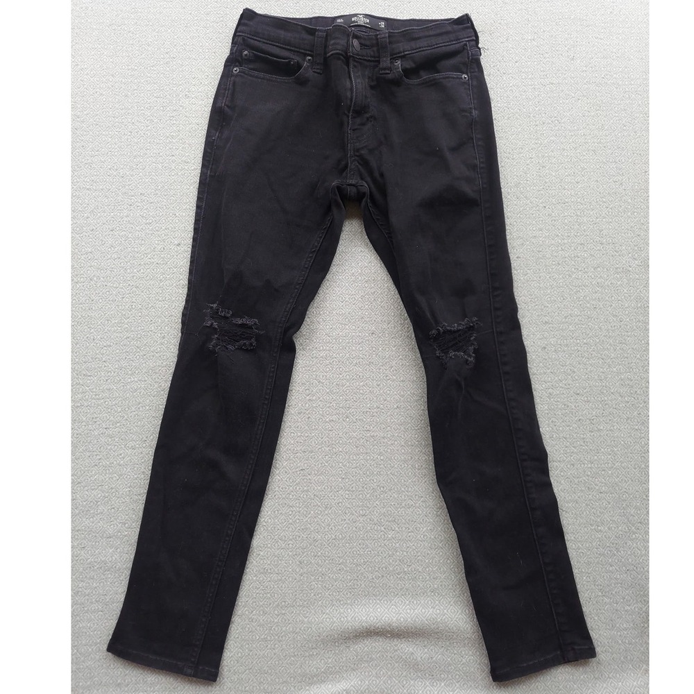 Hollister Jeans Women 28 Black‎ Skinny Advanced Stretch Distressed Denim